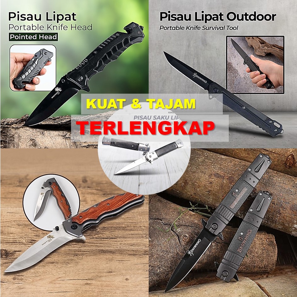 BISA COD Bassic Pisau Dapur Lipat Browning FA 18 Outdoor Survival CS GO Pointed Head Kemah Berburu P