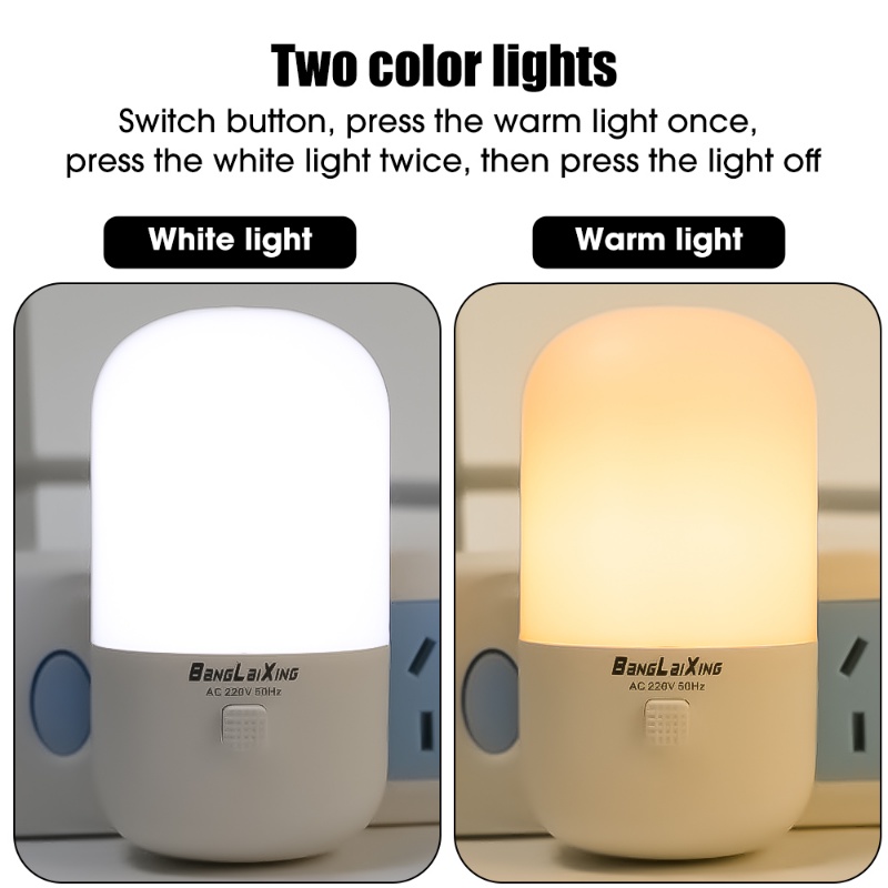 Kreatif Duawarna Hemat Energi Lampu Malam Plug-in LED Socket Lamp Indoor Lighting Bedroom Nights US Standard Bedside Lamps