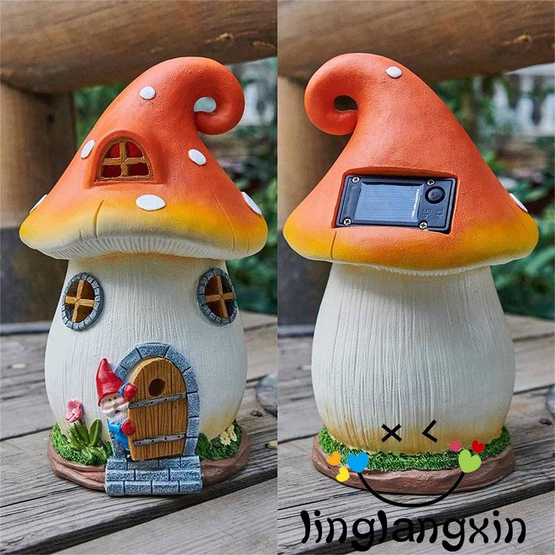 Llx-cartoon Mushroom Elf Yard Light Outdoor Taman Energi Surya Lampu Hias