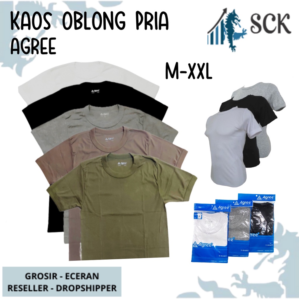 Kaos Blong AGREE Pria Polos Aneka Warna Dewasa / Kaus Oblong Cowok - sckmenwear GROSIR