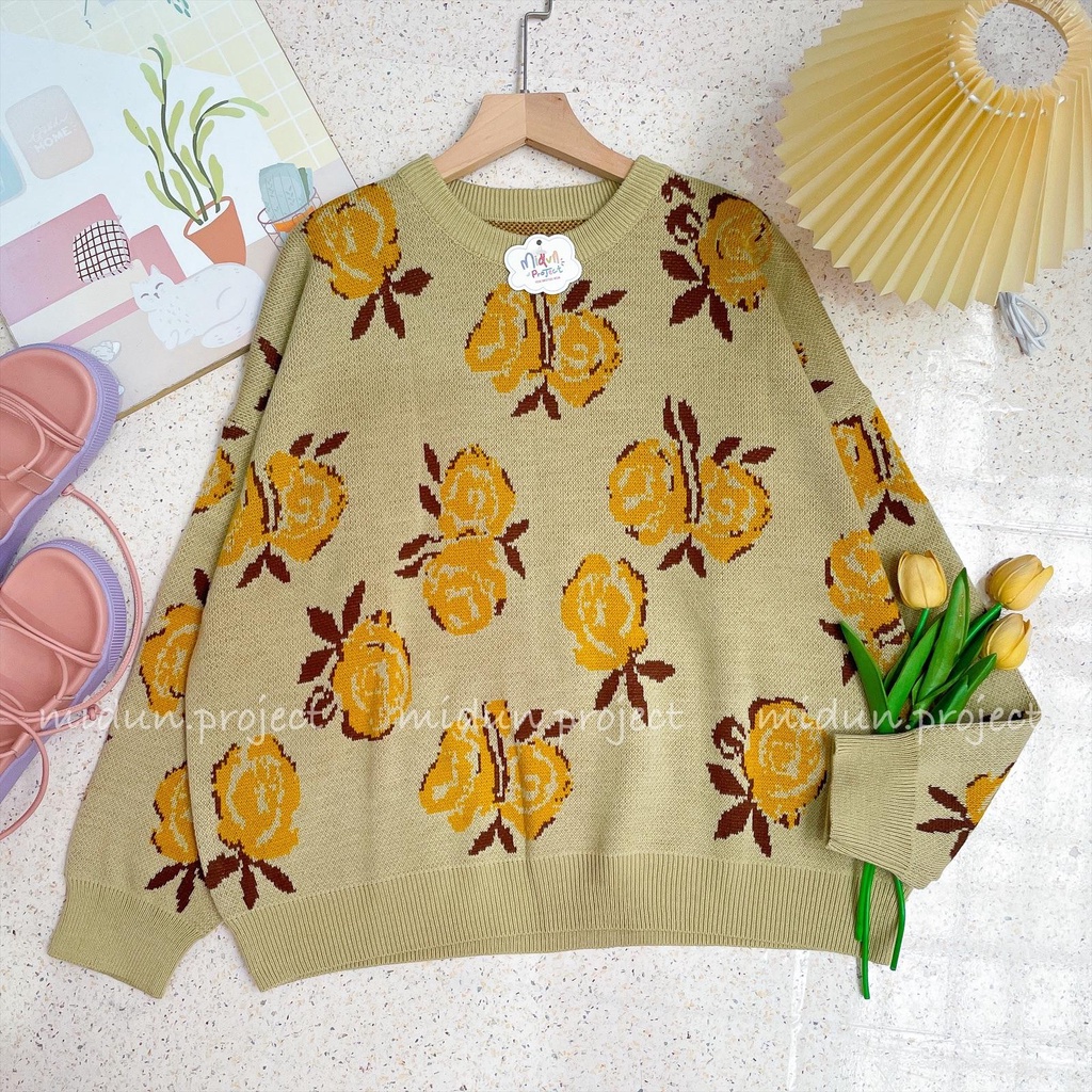 TESHA FLOWERS KNIT | SWEATER RAJUT PREMIUM