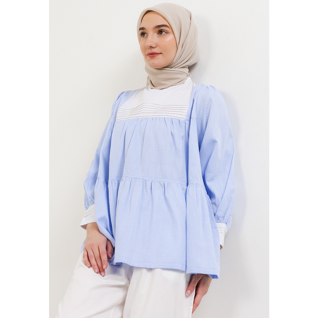 MFMW Byblos Atasan Blouse Biru Putih