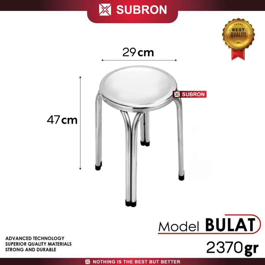 Kursi Baso Bulat Stainless Steel Tebal - Subron