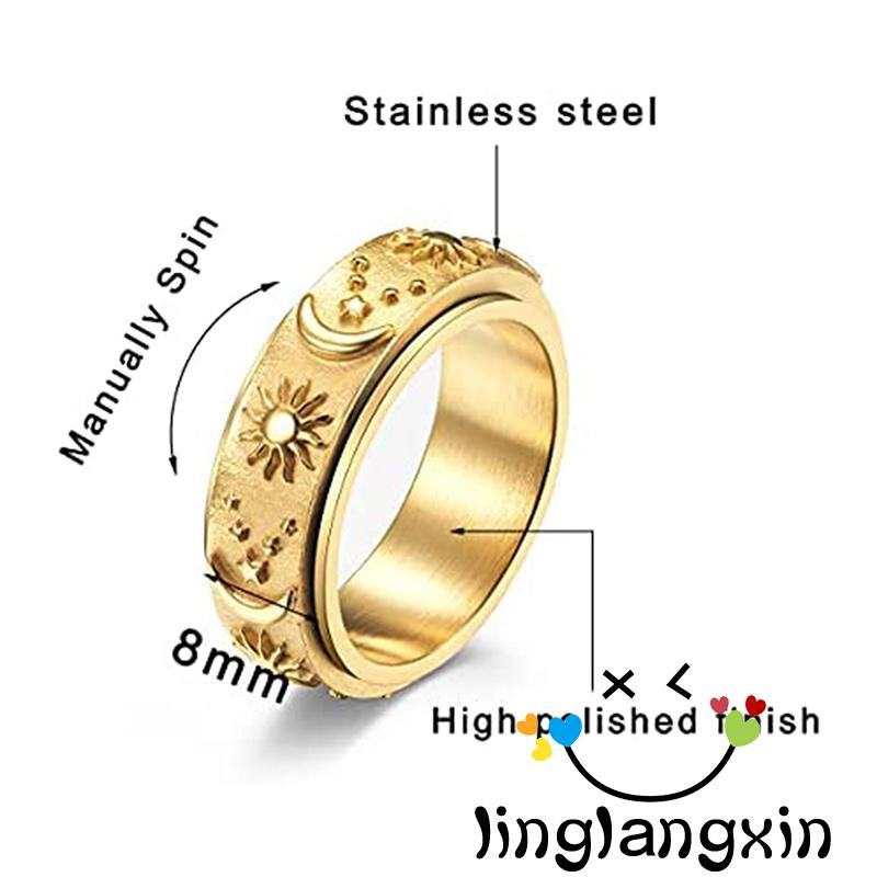 Llx-cincin Bohemian Titanium Steel Dekompresi Dapat Diputar