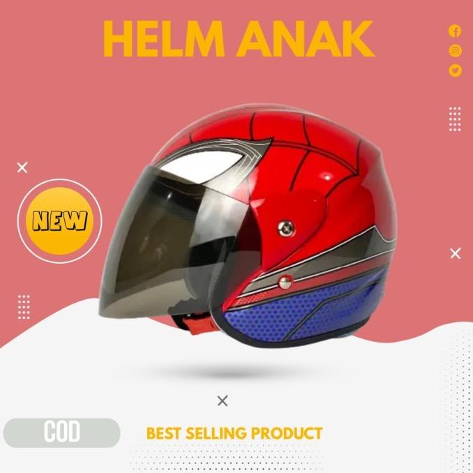 Helm Motor Anak Karakter Umur 3 4 5 6 7 8 Tahun Sudah SNI