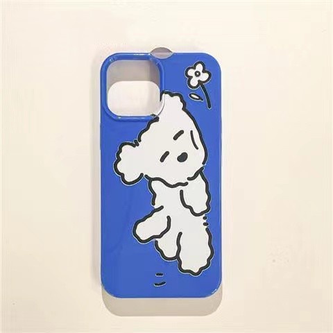 IPHONE Ins Flat Lying Dog Cocok Untuk Iphone14 14pro 14plus 13 13mini 13pro 13prm iPhone12 7Plus 8Plus Xr XS 13 12mini Pro Max TPU Empat Sudut Casing Ponsel Tahan Guncangan