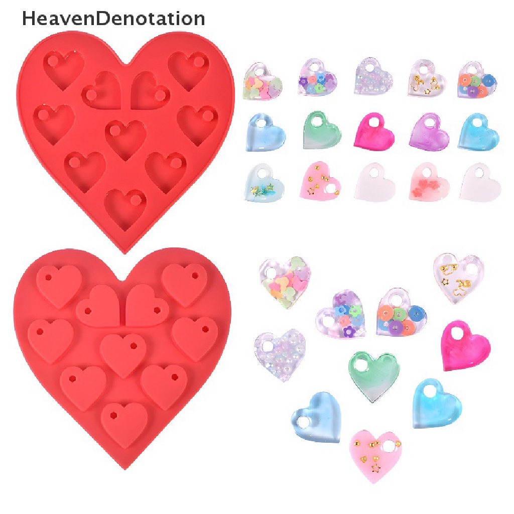 [HeavenDenotation] Diy Bentuk Hati Kecil Silikon Gantungan Kunci Cetakan Luggage Tag Perhiasan Gantung Liontin Ch Epoxy Resin Casg Cetakan HDV