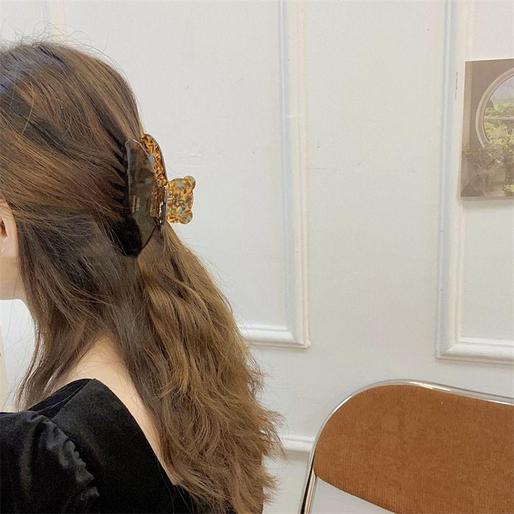 AUGUSTINA Beruang Cakar Rambut Tidak Biasa Mode Retro Untuk Gadis Asam Asetat Hiu Klip Hiasan Kepala Ponytail Holder Temperamen Wanita Klip Rambut
