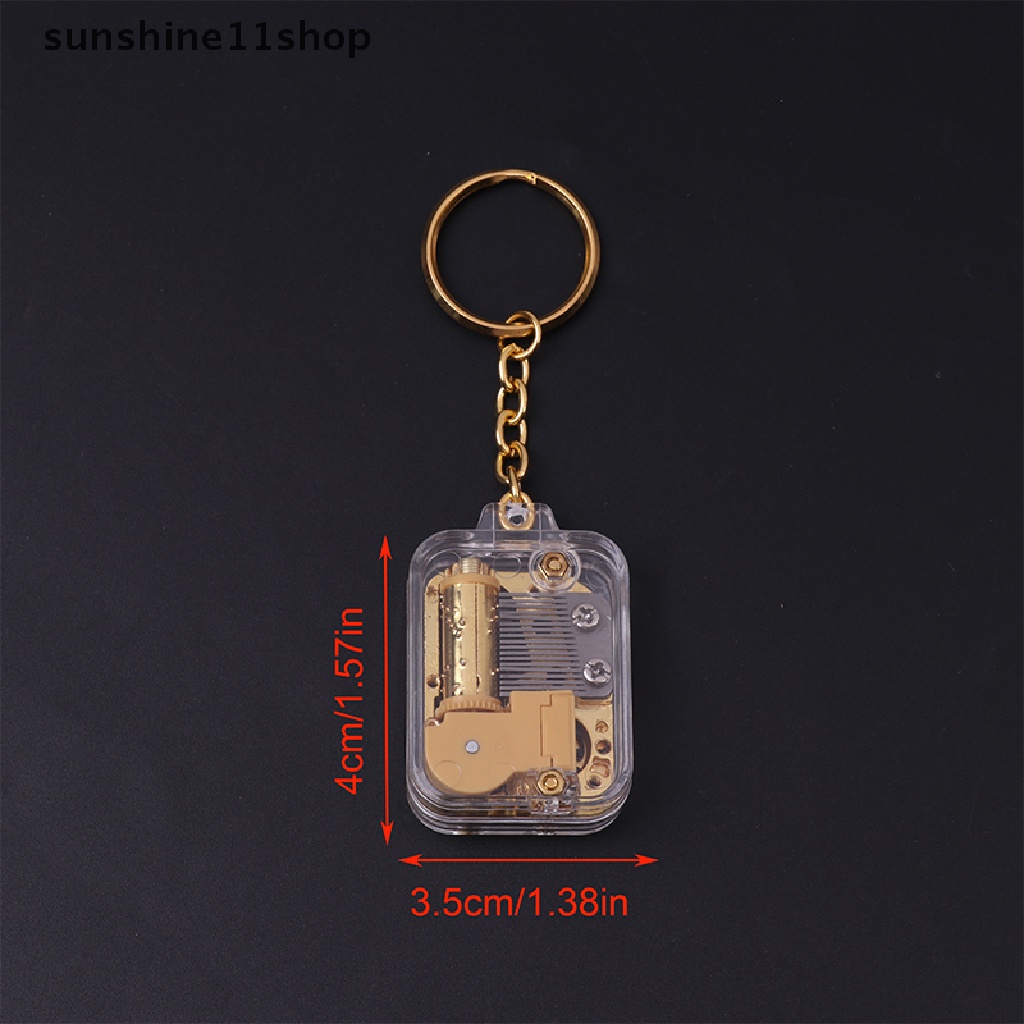 Sho 1Pc Liontin Rantai Kunci Persegi Motif Lapis Emas Mini Handy Engkol Music Box N