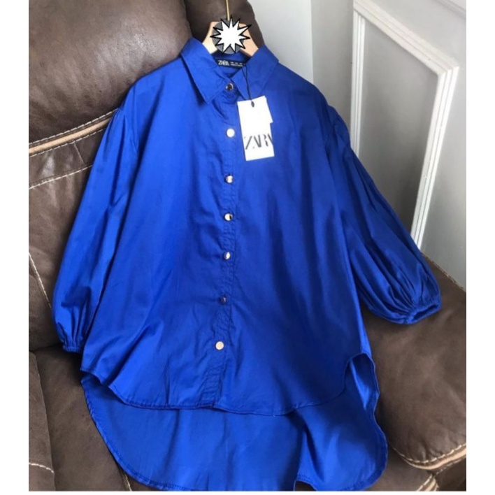 kemeja katun poplin zara prenium  tgn karet