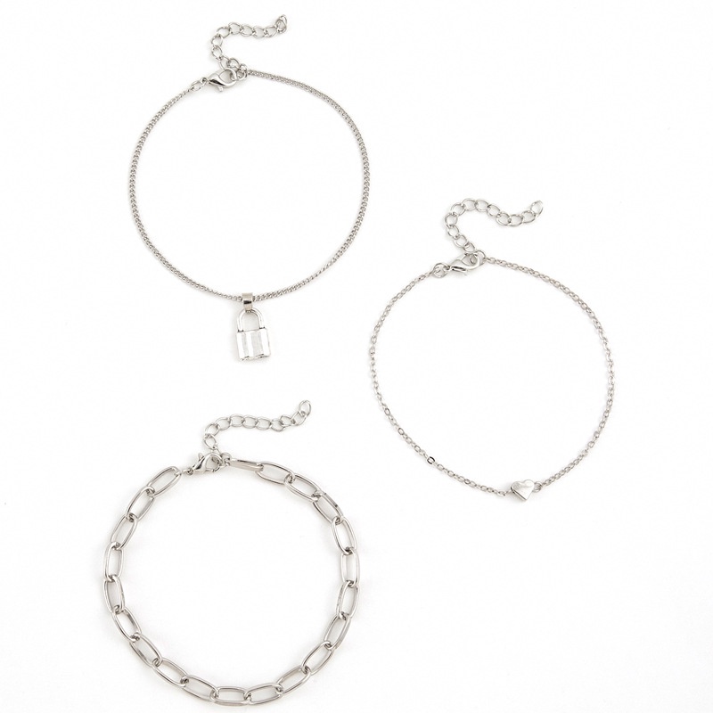 Vintage Temperamen Kunci Kecil Liontin Gelang Kaki Kepribadian Fashion Cinta Rantai Logam Elemen Kaki Ornamen Perempuan