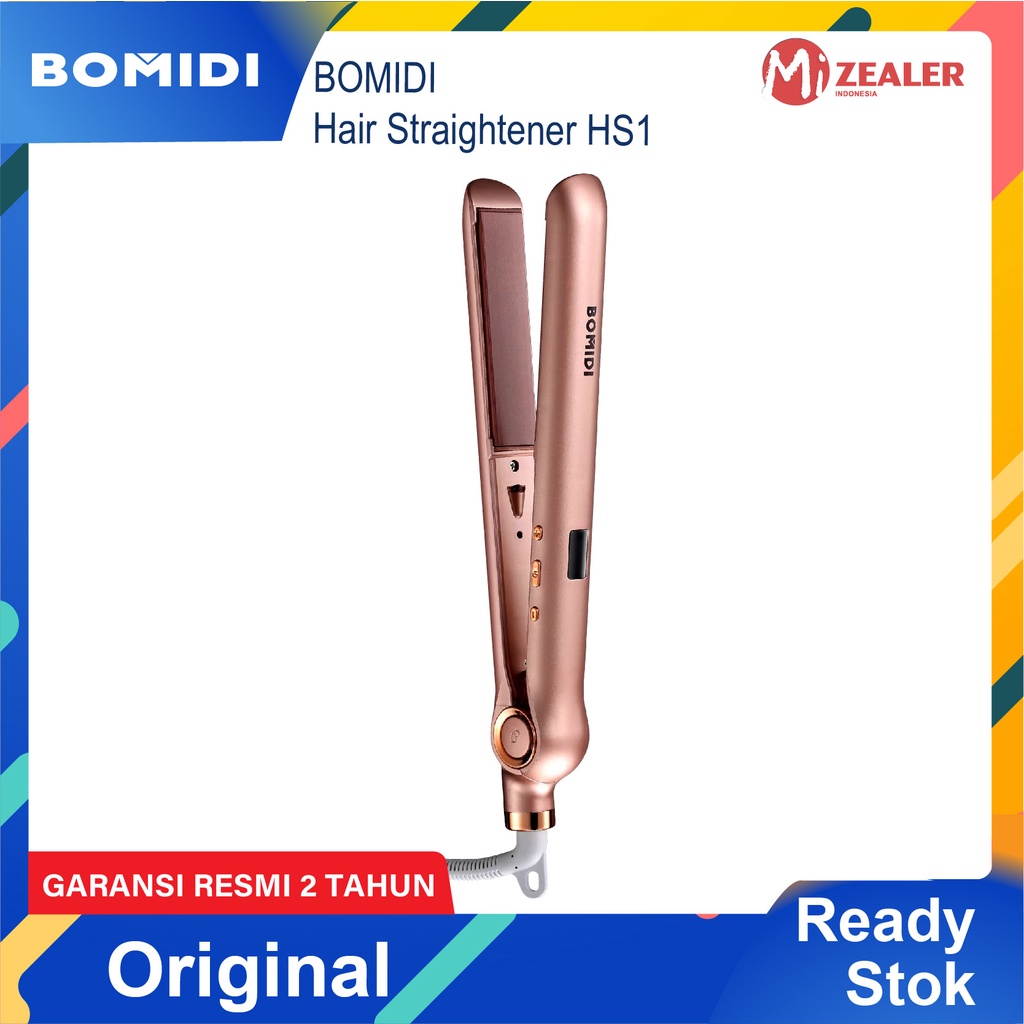 BOMIDI Hair Straightener HS1  Catokan Rambut 2 IN 1 Negative Ions Pink  Pelurus Rambut Curly Hair Straightener Catokan Lurus