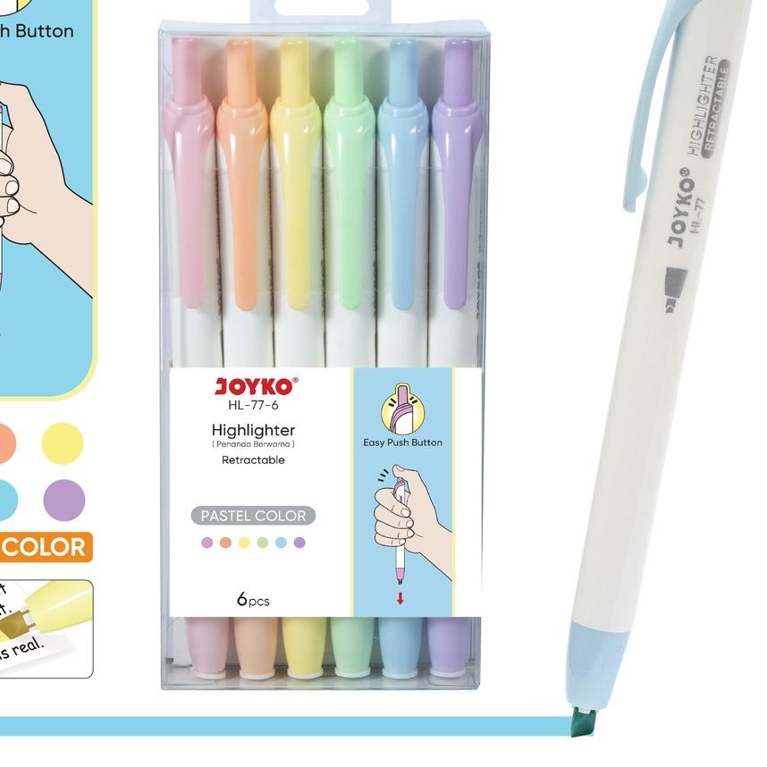 

Ayo Beli Penanda Berwarna Highlighter Joyko HL-77-6 Warna Pastel Color 6UU^^