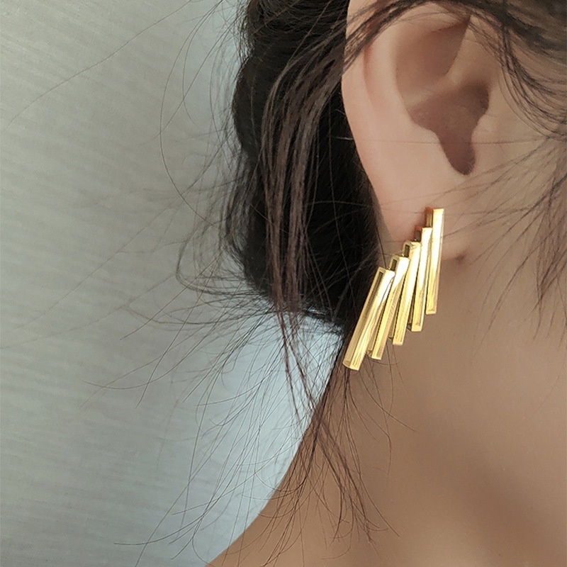 Anting stud balok susun Titanium stainless steel 316L harga grosir bisa bayar di tempat