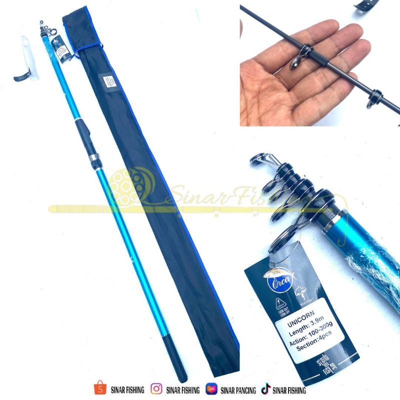 Joran Laut Antena Telescopic Surf Orca Unicorn 390 420 Blank Carbon Tebal