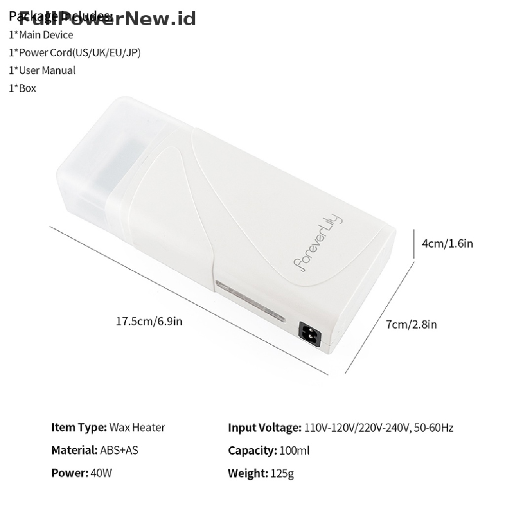 Power Roll on Depilatory Hot Wax Warmer Heater Roller Mesin Penghilang Bulu Rambut Listrik ID