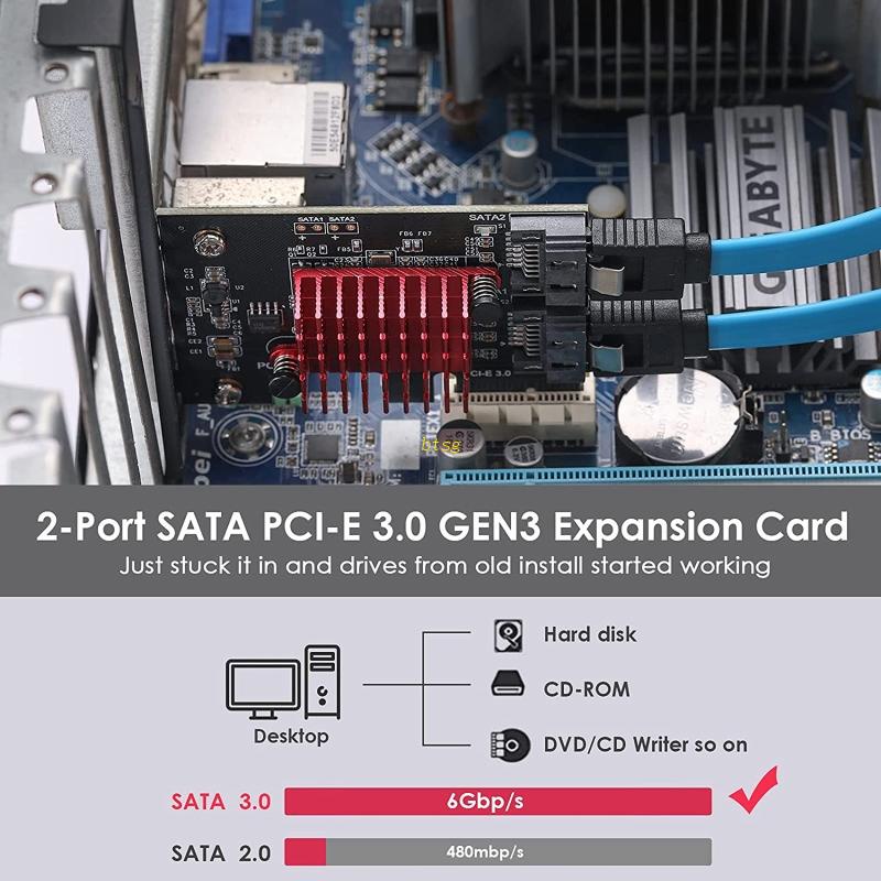 Btsg PCIe Card PCI-E Ke 2kontroler Ekspanding Adapter Dengan Bracket Support2 3.0 Device 6Gbps