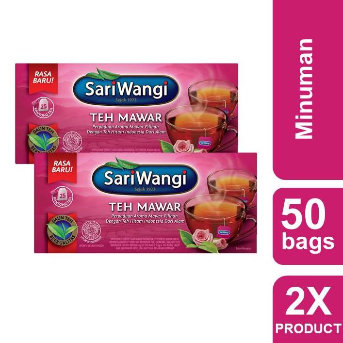 

【MEGA SALE】 Sariwangi Teh Mawar Celup Twinpack 2 x 45 gr (50 pcs)