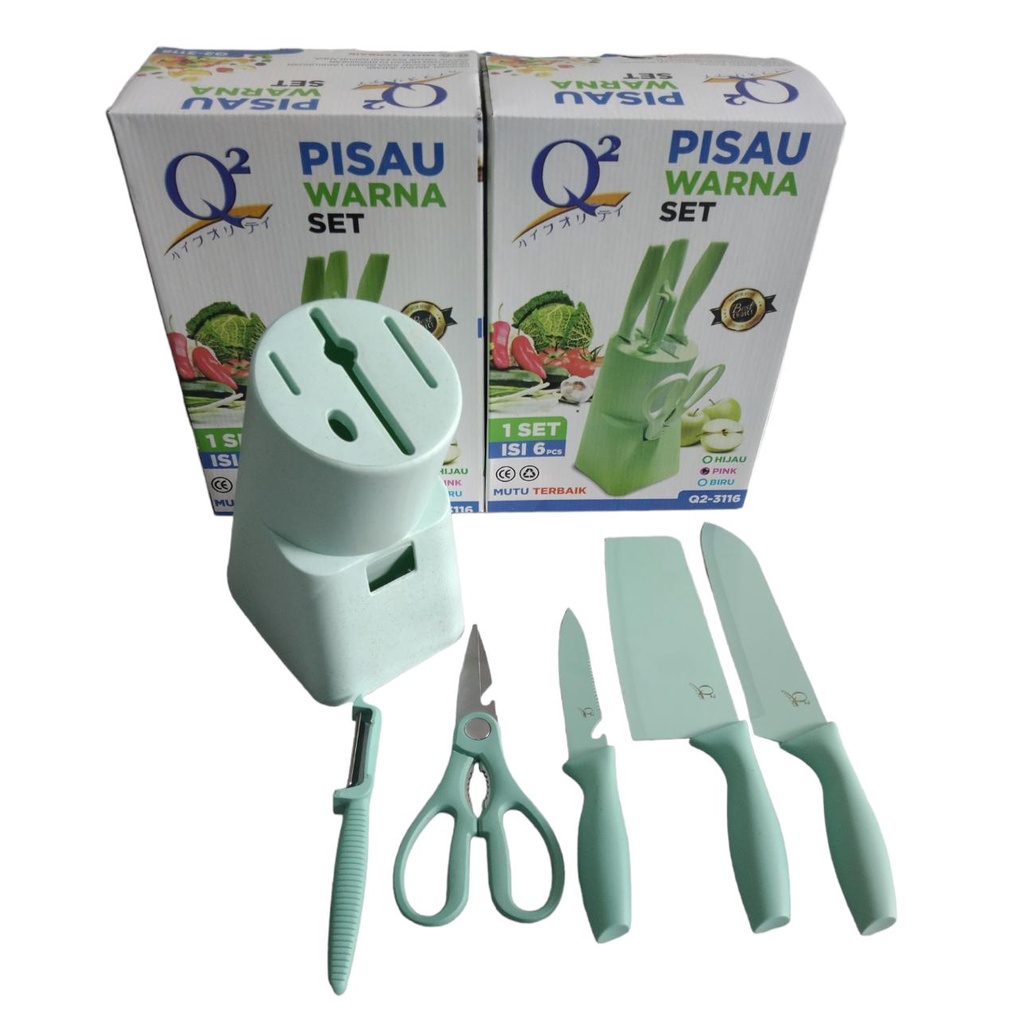 PISAU SET Q2-3116 / PISAU WARNA SET ISI 6PCS Q2-3116 / PISAU SET 5 IN1 / KNIFE SET 6IN1 DENGAN WADAH / PISAU SET DAPUR / PISAU SET Q2 MURAH / PISAU JERAMI GANDUM / PISAU Q2-3116 MURAH / PISAU SET 5IN1 KERAMIK