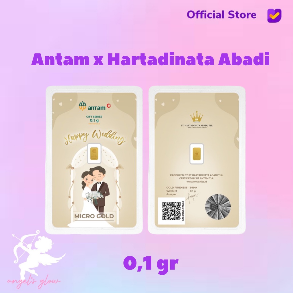 Micro Gold Antam Hartadinata 0.1 &amp; 0.25 Gram Wedding International Series