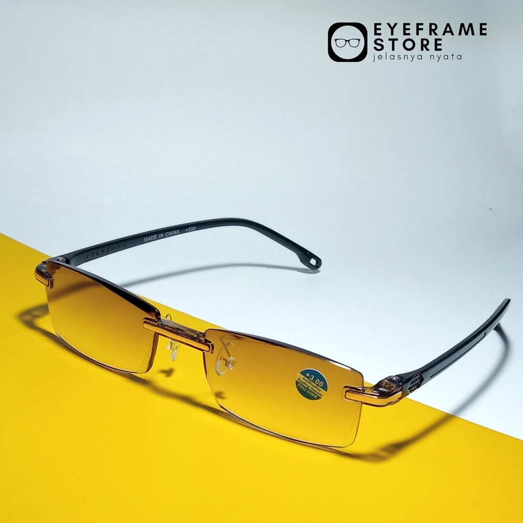 FW11 Kacamata Baca Plus – Frameless Ringan | Anti Radiasi Blueray | Cocok untuk Pria & Wanita