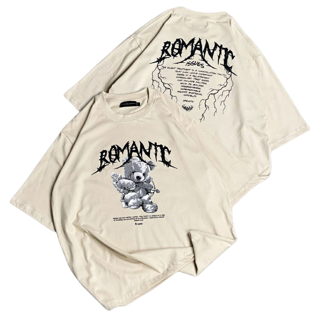 {oversize}BAJU KAOS OVERSIZE / OVERSIZE  Distro Cotton Combed Cwok/CwekT-SHIRT motif &quot;romantic&quot;