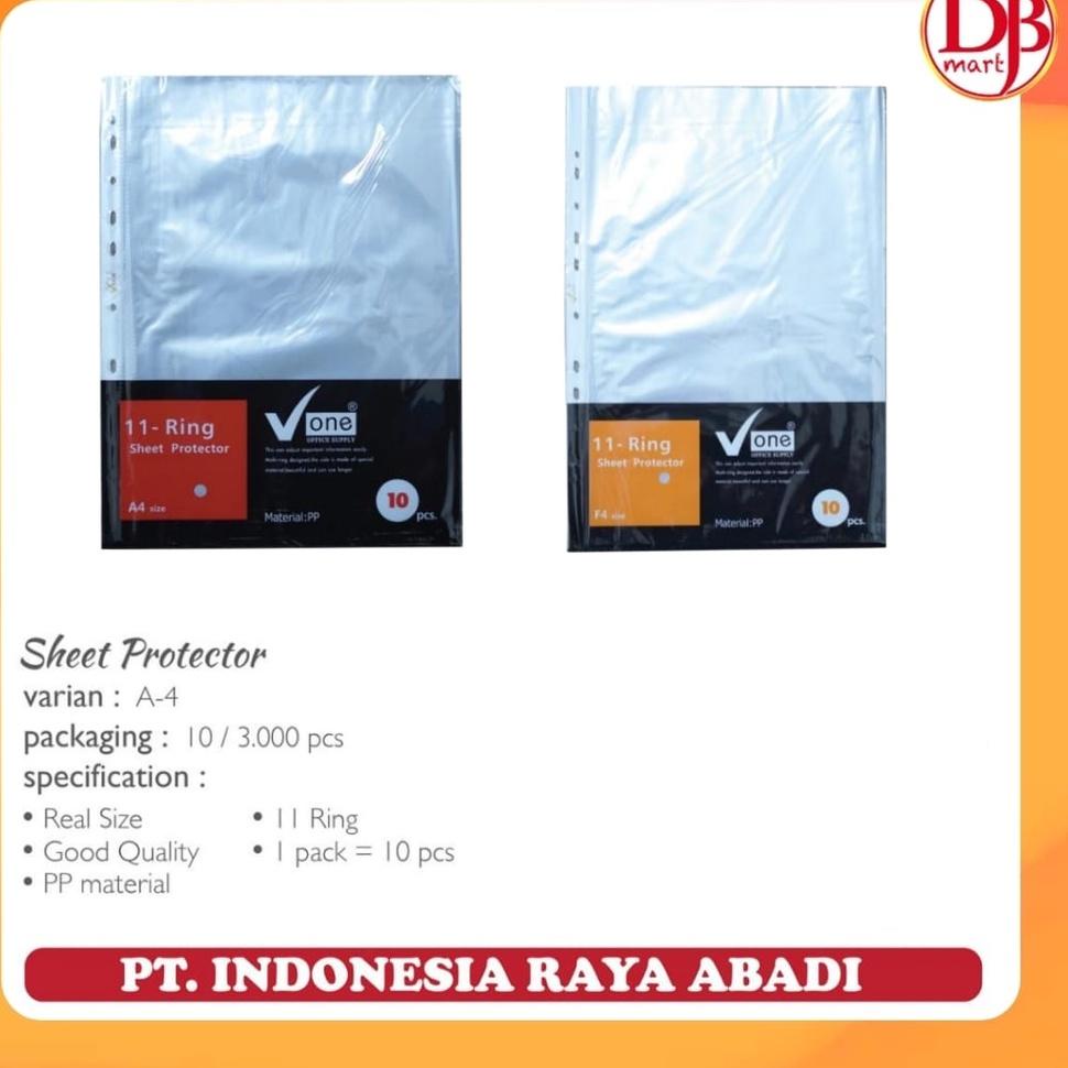 

N34 Sheet Protector A4 - F4 Tebal / Plastik Binder A-4 F-4 / Plastik Dokument 11 Ring - Isi 10pcs TERBAIK ィ