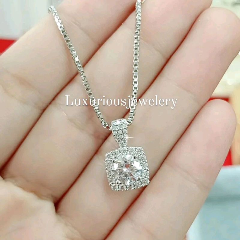 Kalung premium liontin emerald petak