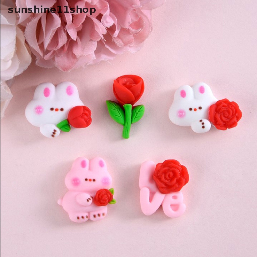 Sho 10pcs Baru Lucu Mini Kartun Hewan Kelinci Flatback Resin Cabochons Scrapbook Diy Perhiasan Dekorasi Kerajinan Aksesoris N