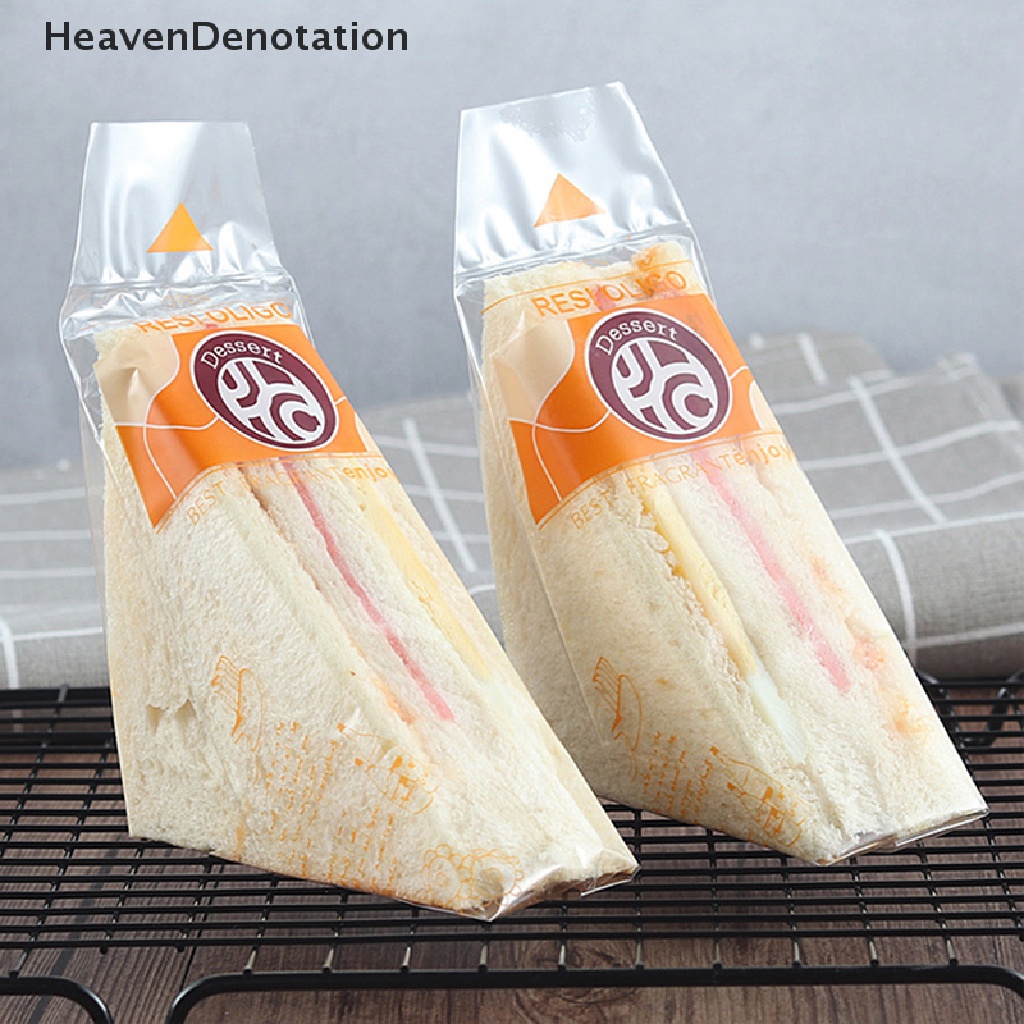 [HeavenDenotation] 100pcs Menebal Segitiga Transparan Roti Sandwiches Bag Baking Kantong Bungkus Makanan HDV