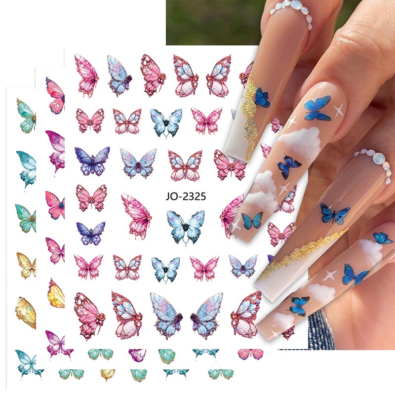 Stiker Nail Art 3D Garis Geometris Bunga
