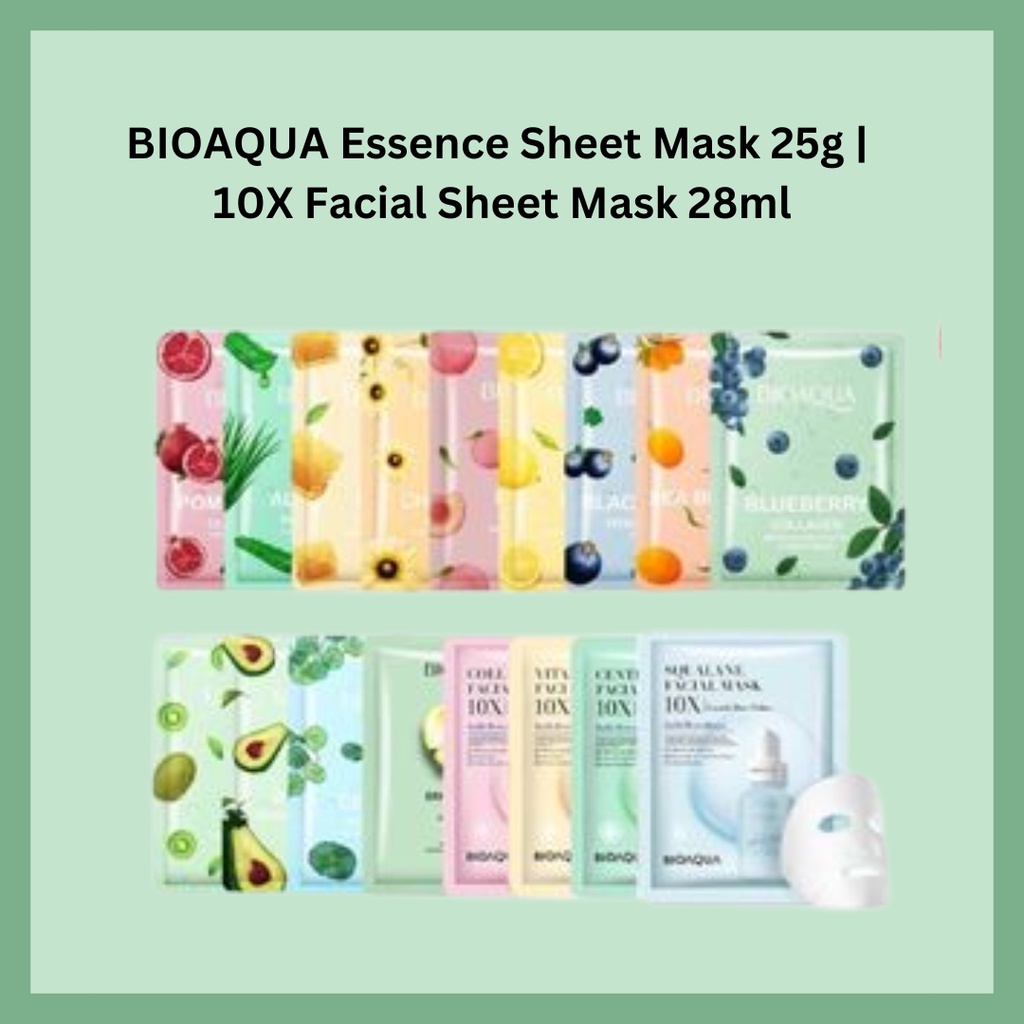 BIOAQUA Cosmetics Sheet Mask Plant | Flowers | Facial Mask Brightening Glowing Moisturizing Skin Care | Hydrating Essence Face Mask Brightening Anti Acne Jerawat | Masker Wajah Muka Pelembab Kulit BPOM