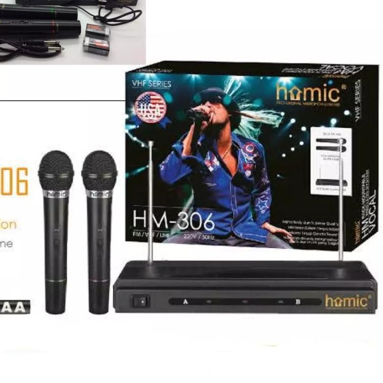 ➥ COD MIC WIRELESS HOMIC HM-306 Microphone Double Wireless//MIC WIRELESS//MIC KARAOKE//MIC SALON KAT