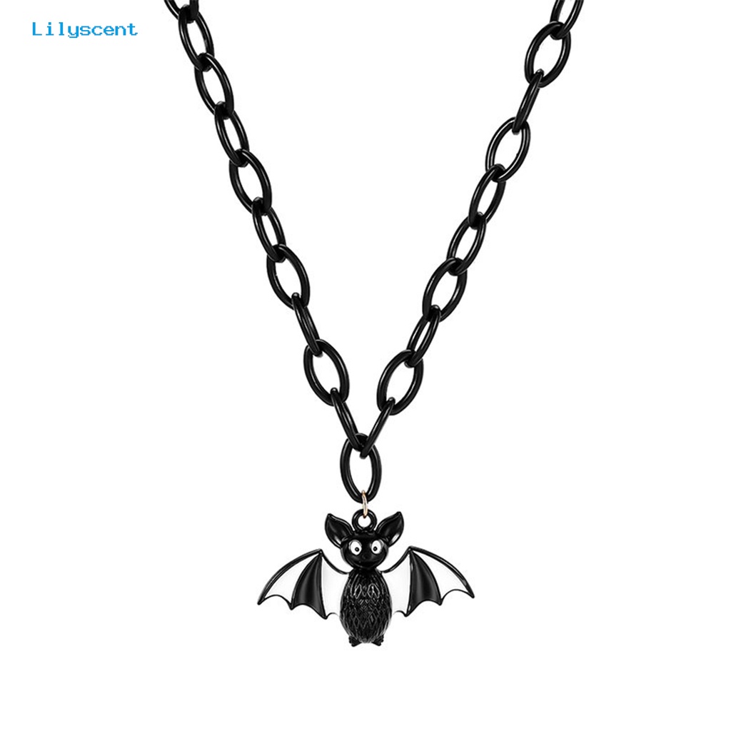 [LS] Kalung Halloween Punk Gothic Rantai Tebal Hias Adjustable Trik Perlakuan Hadiah Geometris Halloween Kelelawar Liontin Choker Kalung Fashion Perhiasan Nikmat Pesta