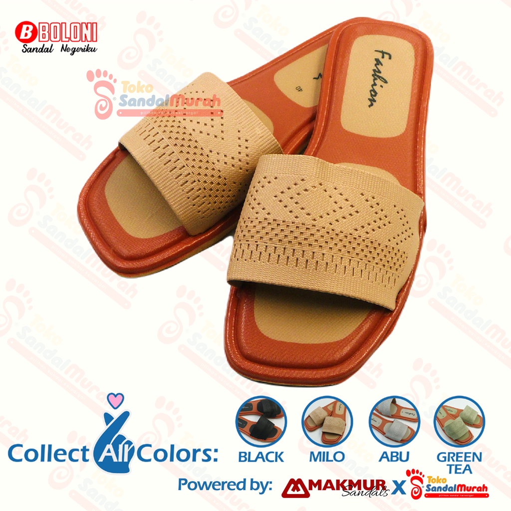 Toko Sendal Murah - Sandal Slop Wanita Uk 37 - 40 / Sandal Wanita Flat / Sandal Wanita Casual Kekinian / Sandal Wanita Fashion [Toko Sendal Murah Boloni Premio Glory]