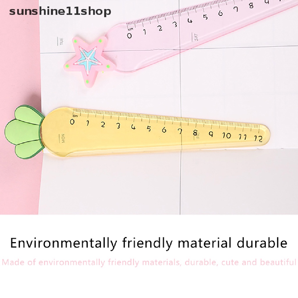 Sho 1biji Cute Carrot Star Kawaii Stationery Gambar Kartun Hadiah Kantor Sekolah Penggaris Plastik N