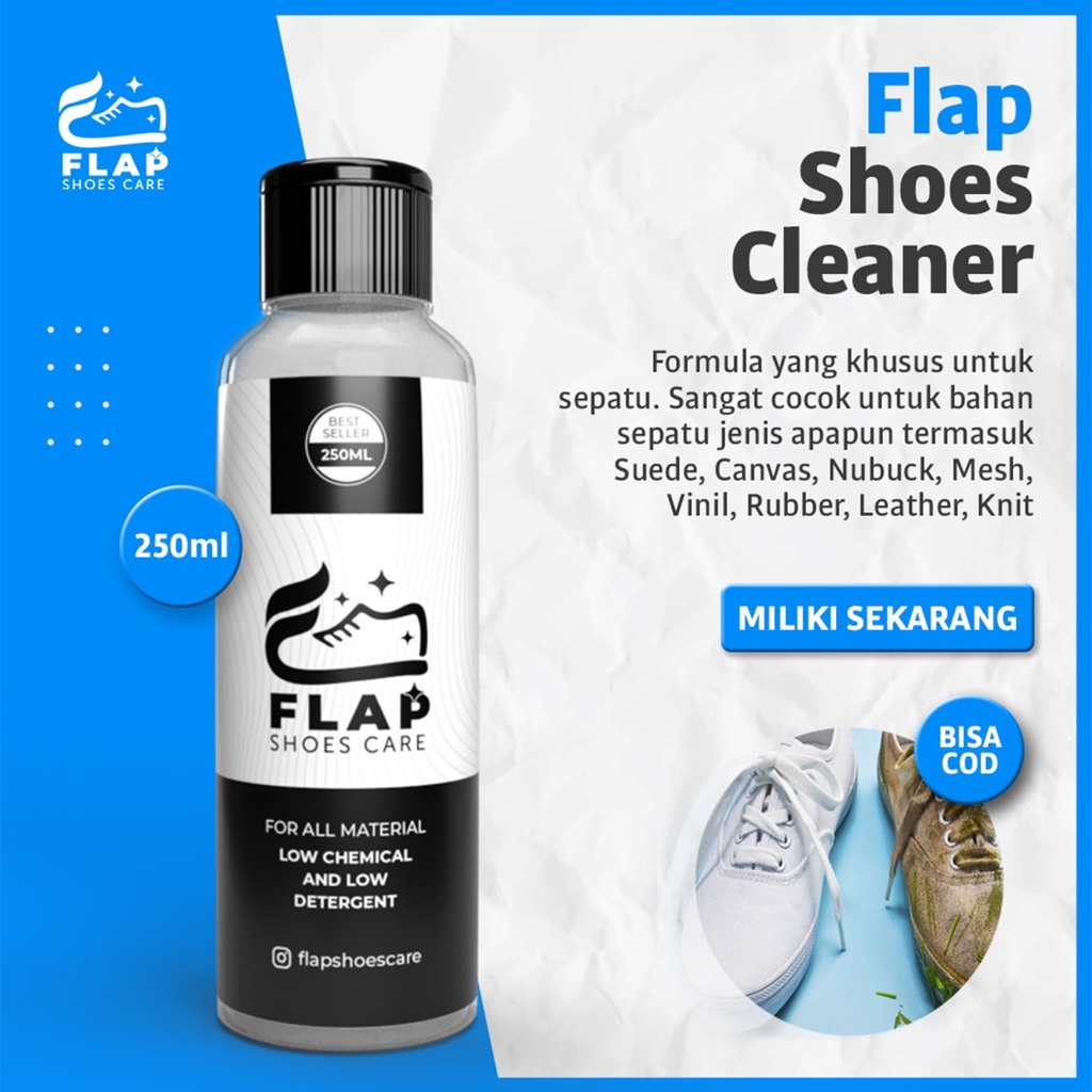 Flap Shoes Care Pembersih Sepatu Putih Tanpa Air dan Sepatu Warna 250mL