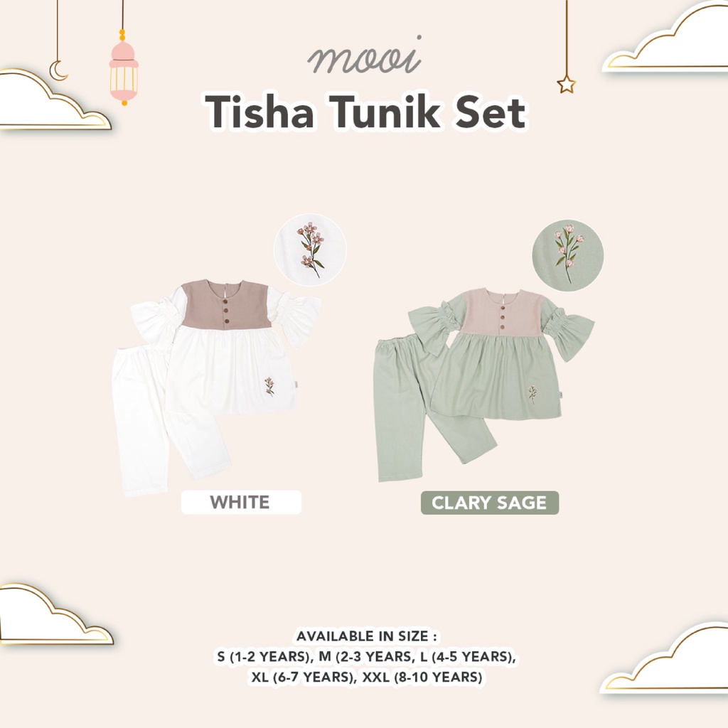 PROMO 7.7 PROMO BAJU LEBARAN MURAH Mooi Tisha Tunik Set 1-10 Tahun Tunik Raya / Setelan Tunik Lebaran Anak Perempuan Seri Keluarga Pakaian Muslim