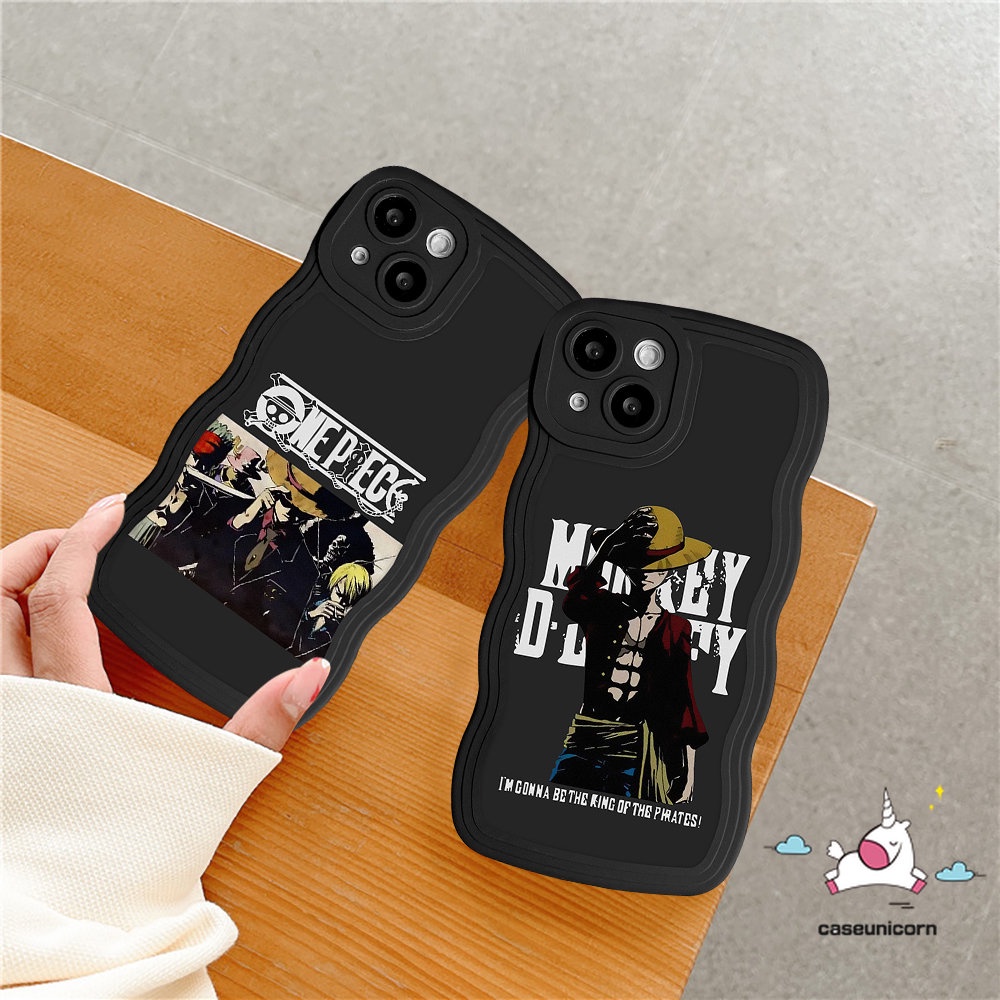 IPHONE Kartun Luffy Case Kompatibel Untuk Iphone14 11 13 12 Pro Max 6s 6 7 8 Plus XR X XS Max14 Plus SE 2020 Merek Trendi One Piece Lembut Tpu Pola Tepi Bergelombang Cover Cases