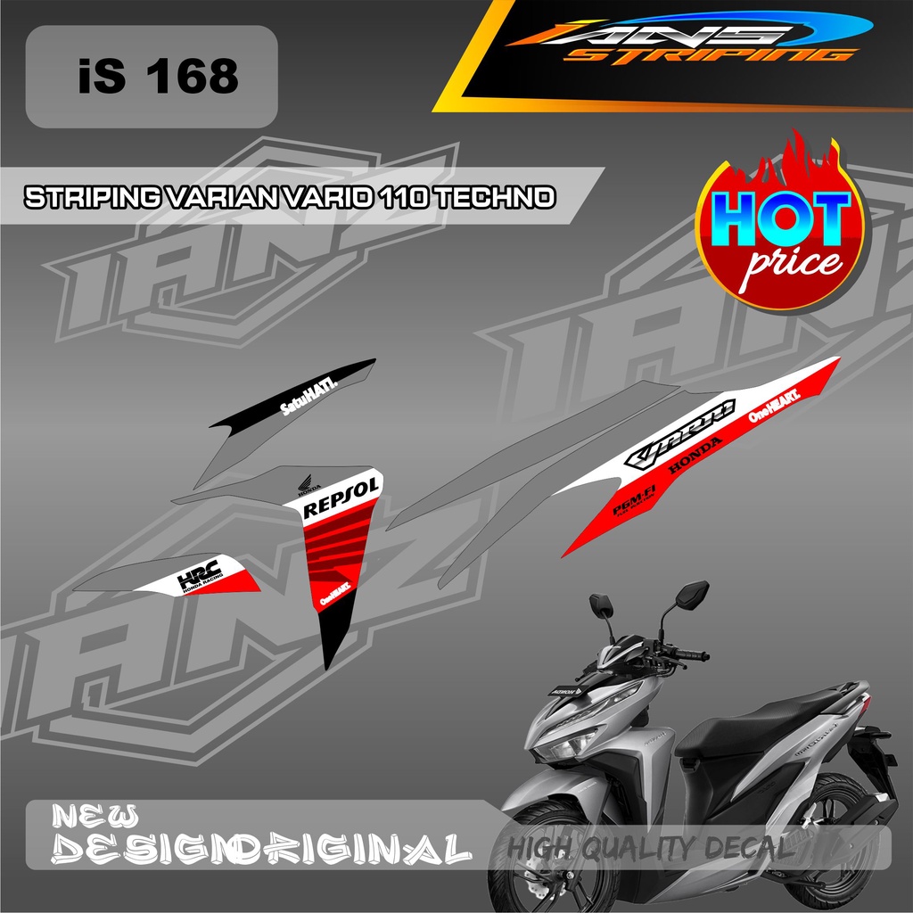 DECAL STIKER HONDA VARIO TECHNO 11O FULLBODY 2009-2013 DESAIN SIMPEL REPSOL / STIKER BODY VARIO 110 REPSOL / STRIPING KERETA HONDA VARIO IS168