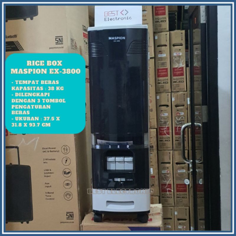 Maspion Rice Box Tempat Penyimpanan Beras 38KG EX-3800 EX 3800 EX3800