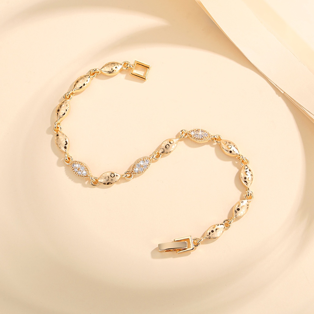 Y939 [COD✔] Gelang Titanium Rantai Perhiasan Wanita Diamond, Titanium Lapis Emas, Anti Karat Dan Tahan Lama