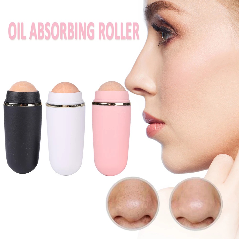 Tongkat Penyerap Minyak Deep Cleaning Tool Reusable T-zone Massage Face Natural Volcanic Stone Roller Pori Kulit Berminyak