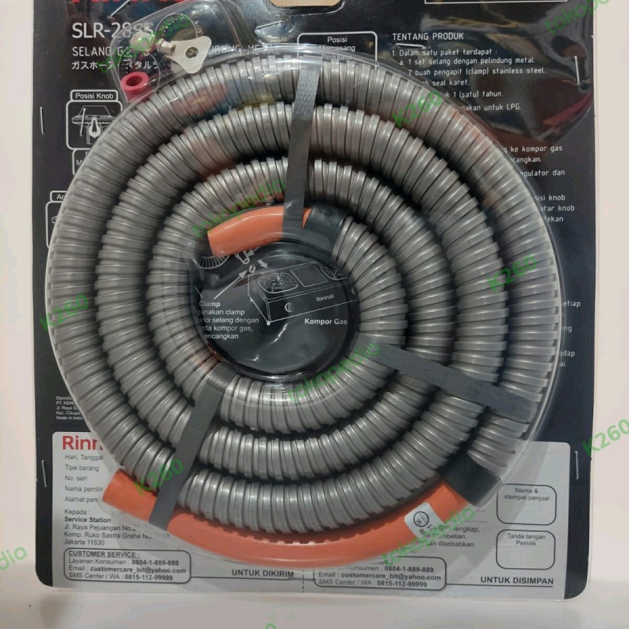 RINNAI Selang Regulator 1,8 Meter  SLR 28 SS / Selang Gas 1.8 Meter