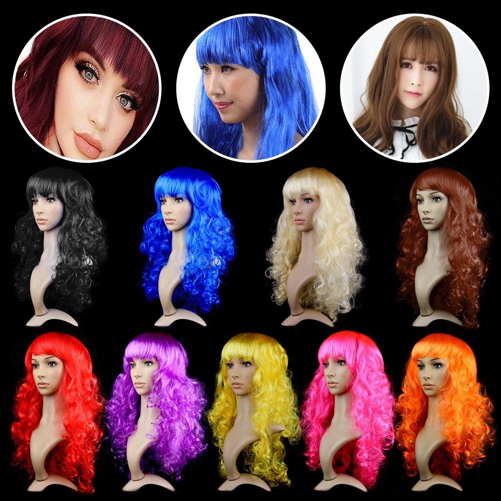 Lily Wig Wanita Middle Score Rambut Tebal Kostum Cosplay Wig Penuh Roll Panjang