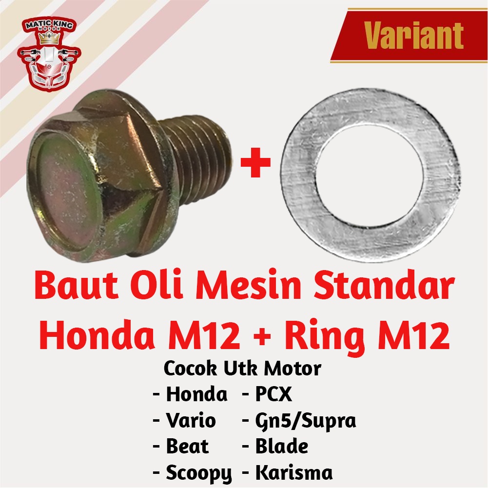 Baut tap oli mesin bawah Honda Beat Vario Scoopy PCX Gn5 Supra Karisma M12 Standar M14 Oversize