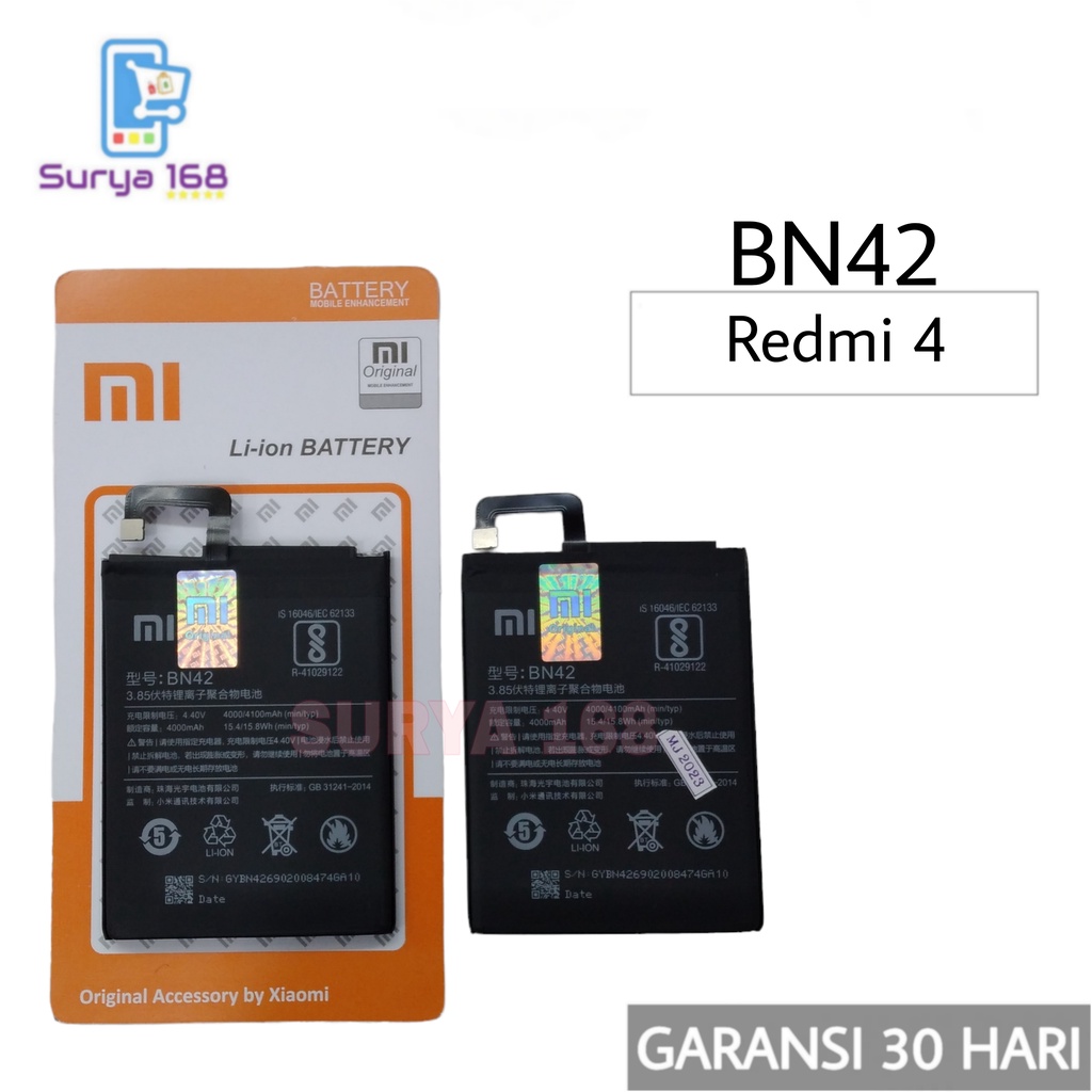 BATTERY BATERAI BATTERE BATRE XIAOMI REDMI 4 BN-42 BN42