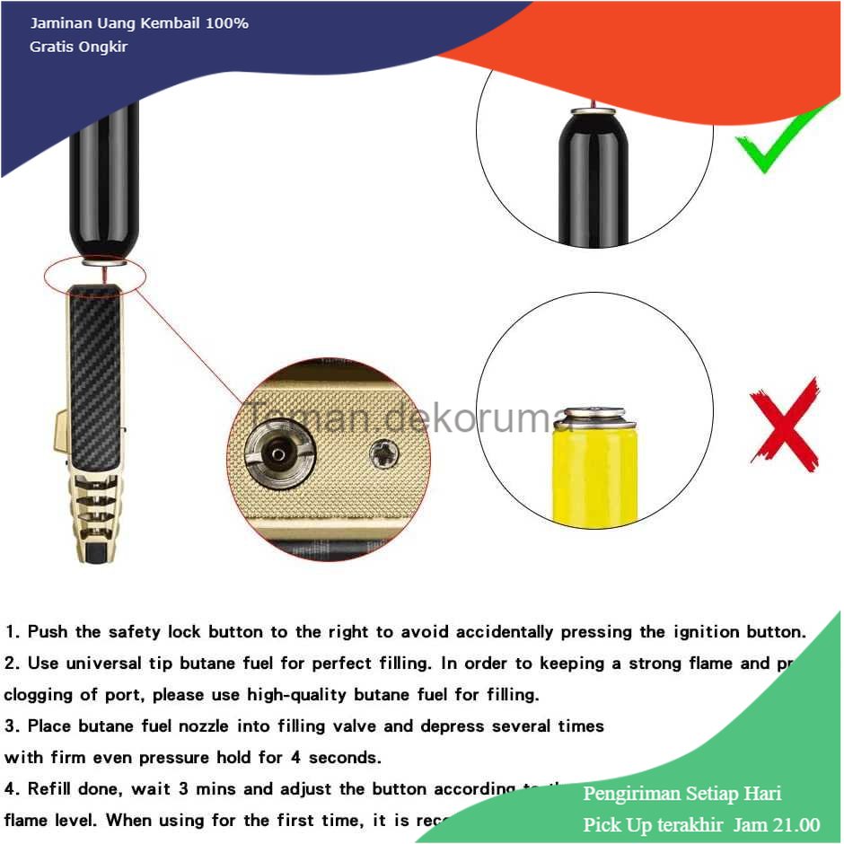 TD - HTA Jobon Korek Api Gas Flame Jet Gun Butane Torch - ZB-588