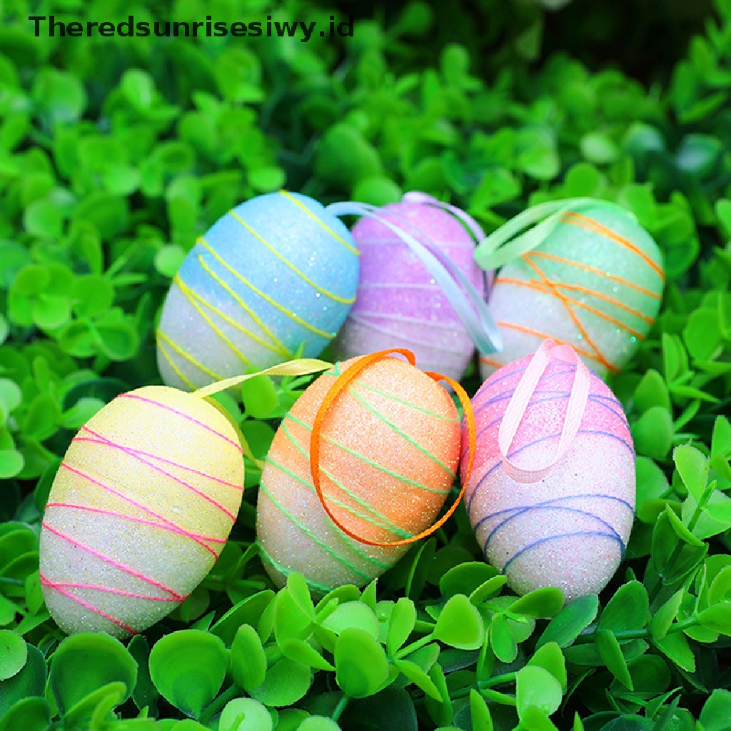 # Baju Lebaran # Foam Easter Egg Set Dengan Keranjang Hiasan Paskah Untuk Sarang Taman Telur Palsu DIY Craft Anak Hadiah Favor Home Easter Party Decor~