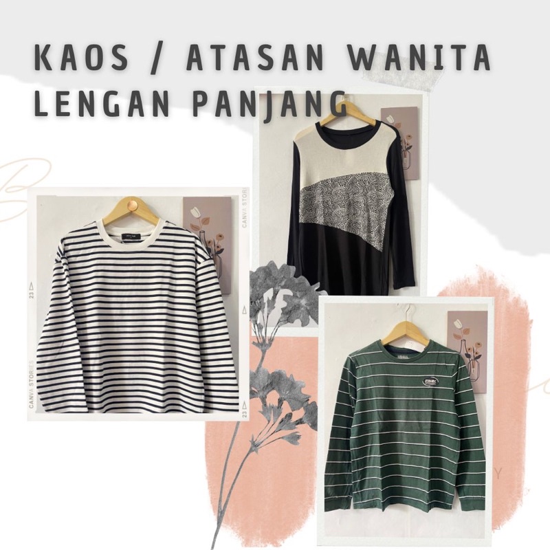 Atasan / Kaos/ Tshirt katun wanita lengan panjang dll